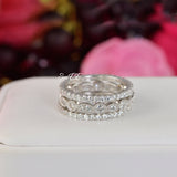 Art Deco Sterling Silver Simulated Diamond Ring Set: Eternity Wedding Bands