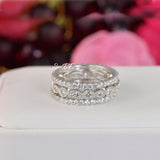 Art Deco Sterling Silver Simulated Diamond Ring Set: Eternity Wedding Bands