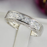 Men’s Wedding Band with Side Stones Diamond Simulated 925 Sterling Silver Anniversary Ring