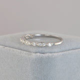 Art Deco Simulated Diamond Band: Sterling Silver Half Eternity Promise Ring