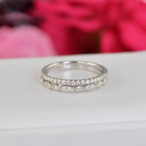 Art Deco Sterling Silver Wedding Band Set: Simulated Diamond Promise Rings