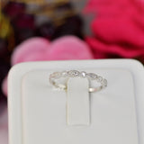 Art Deco Sterling Silver Wedding Band Set: Simulated Diamond Promise Rings