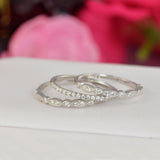 Art Deco Sterling Silver Wedding Band Set: Simulated Diamond Promise Ring