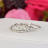 Art Deco Sterling Silver Wedding Band Set: Simulated Diamond Promise Ring