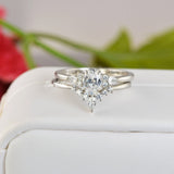 1.36ct Oval with Marquise Promise Ring Diamond Simulated 925 Sterling Silver Wedding Ring