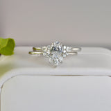 1.54ct Oval with Marquise Promise Ring Diamond Simulated 925 Sterling Silver Wedding Ring