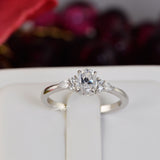 1.2ct Oval with Marquise Promise Ring Diamond Simulated 925 Sterling Silver Wedding Ring