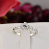 1.2ct Oval with Marquise Promise Ring Diamond Simulated 925 Sterling Silver Wedding Ring