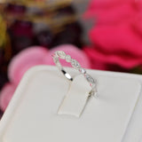 Art Deco Simulated Diamond Band: Sterling Silver Half Eternity Promise Ring