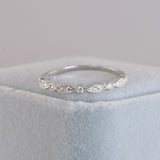 Art Deco Sterling Silver Wedding Band Set: Simulated Diamond Promise Ring