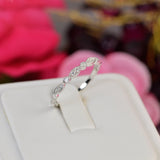 Art Deco Simulated Diamond Band: Sterling Silver Half Eternity Promise Ring