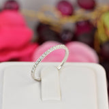 Sterling Silver Half Eternity Ring: Simulated Diamond Wedding Band