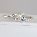 1.36ct Oval with Marquise Promise Ring Diamond Simulated 925 Sterling Silver Wedding Ring