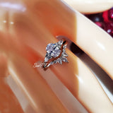 1.54ct Oval with Marquise Promise Ring Diamond Simulated 925 Sterling Silver Wedding Ring