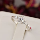 1.2ct Oval with Marquise Promise Ring Diamond Simulated 925 Sterling Silver Wedding Ring