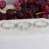 2.7ct Princess Cut Simulated Diamond Sterling Silver Engagement Ring Set SKU:00171