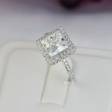 Halo Princess Cut Bridal Wedding Engagement Ring Diamond Simulated 925 Sterling Silver Anniversary Ring