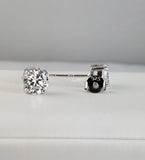 2.0 Carat 6mm Brilliant Cut Stud Earrings Diamond Simulated 925 Sterling Silver Prong Setting