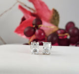 1 Carat 6mm Radiant Cut Stud Earrings Diamond Simulated 925 Sterling Silver Prong Setting