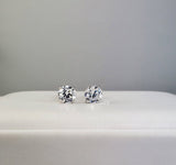 2.0 Carat 6mm Brilliant Cut Stud Earrings Diamond Simulated 925 Sterling Silver Prong Setting