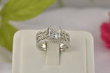 Princess Cut Sterling Silver Wedding Ring Set: 3.67ct Simulated Diamond
