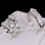 Princess Cut Sterling Silver Bridal Ring Set: 2.75ct Simulated Diamond