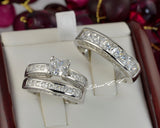 Princess Cut Sterling Silver Bridal Ring Set: 2.75ct Simulated Diamond