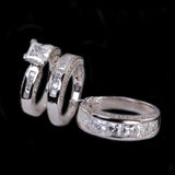 Princess Cut Sterling Silver Bridal Ring Set: 2.75ct Simulated Diamond