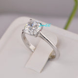3ct Moissanite Cushion Cut Ring: Sterling Silver Anniversary Engagement