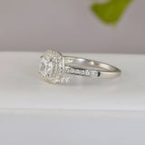 Cushion Cut Sterling Silver Double Halo Wedding Ring Set