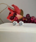 4 Carat 8mm Brilliant Cut Stud Earrings Diamond Simulated 925 Sterling Silver Prong Setting