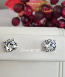 4 Carat 8mm Brilliant Cut Stud Earrings Diamond Simulated 925 Sterling Silver Prong Setting