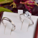 3ct Cushion Cut Sterling Silver Bridal Ring Set: Simulated Diamond Engagement Wedding Ring