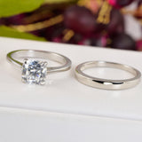3ct Cushion Cut Sterling Silver Bridal Ring Set: Simulated Diamond Engagement Wedding Ring