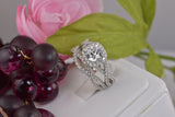 Cushion Cut Halo Wedding Ring Set: 2ct Simulated Diamond, Sterling Silver