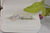 Cushion Cut Halo Wedding Ring Set: 2ct Simulated Diamond, Sterling Silver