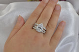 3.8ct Pear Cut Halo Bridal Ring Set: Simulated Diamond, Sterling Silver