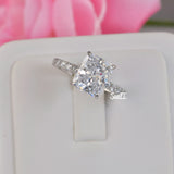 3.66ct Radiant Cut Bridal Wedding Engagement Ring Diamond Simulated 925 Sterling Silver Anniversary Rings