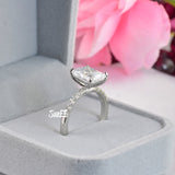 Radiant Cut Simulated Diamond Engagement Ring Set: Sterling Silver Half Eternity Band