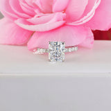 3.66ct Radiant Cut Bridal Wedding Engagement Ring Diamond Simulated 925 Sterling Silver Anniversary Rings