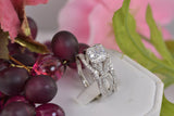 Princess Cut Sterling Silver Wedding Ring Set: Simulated Diamond Bridal Bands