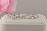 Princess Cut Sterling Silver Wedding Ring Set: Simulated Diamond Bridal Bands