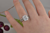 Radiant Cut Simulated Diamond Engagement Ring Set: Sterling Silver Half Eternity Band