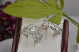 Cushion Cut Halo Sterling Silver Bridal Ring Set: 2ct Simulated Diamond