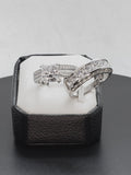 Princess Cut Sterling Silver Wedding Ring Set: Simulated Diamond Bridal Rings SKU 00164