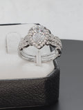 3.8ct Pear Cut Halo Bridal Ring Set: Simulated Diamond, Sterling Silver