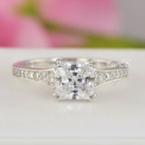 Princess Cut Sterling Silver Wedding Ring Set: 2.14ct Simulated Diamond Bridal Eternity Ring