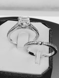 Princess Cut Sterling Silver Wedding Ring Set: 2.14ct Simulated Diamond Bridal Eternity Ring