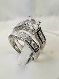 Princess Cut Sterling Silver Bridal Ring Set: 6.01ct Simulated Diamond Anniversary Ring