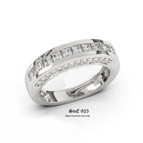 Princess Cut Sterling Silver Wedding Band: Simulated Diamond Anniversary Ring